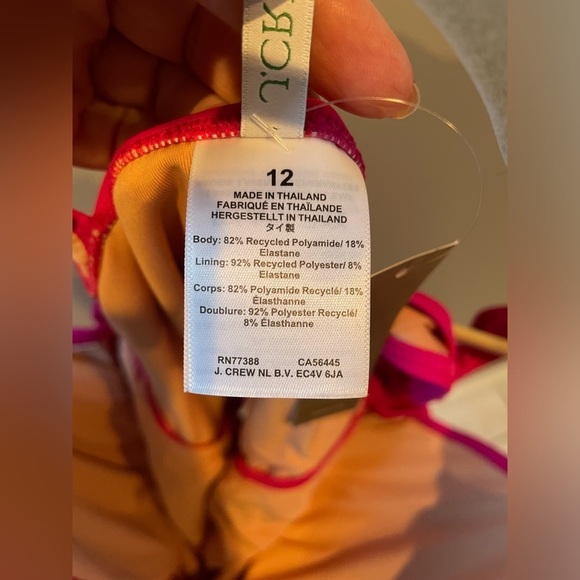 NWT J. Crew Flamingo Pink Full Coverage Lined Ruched Side Padded Cup Swimsuit - Picture 5 of 16